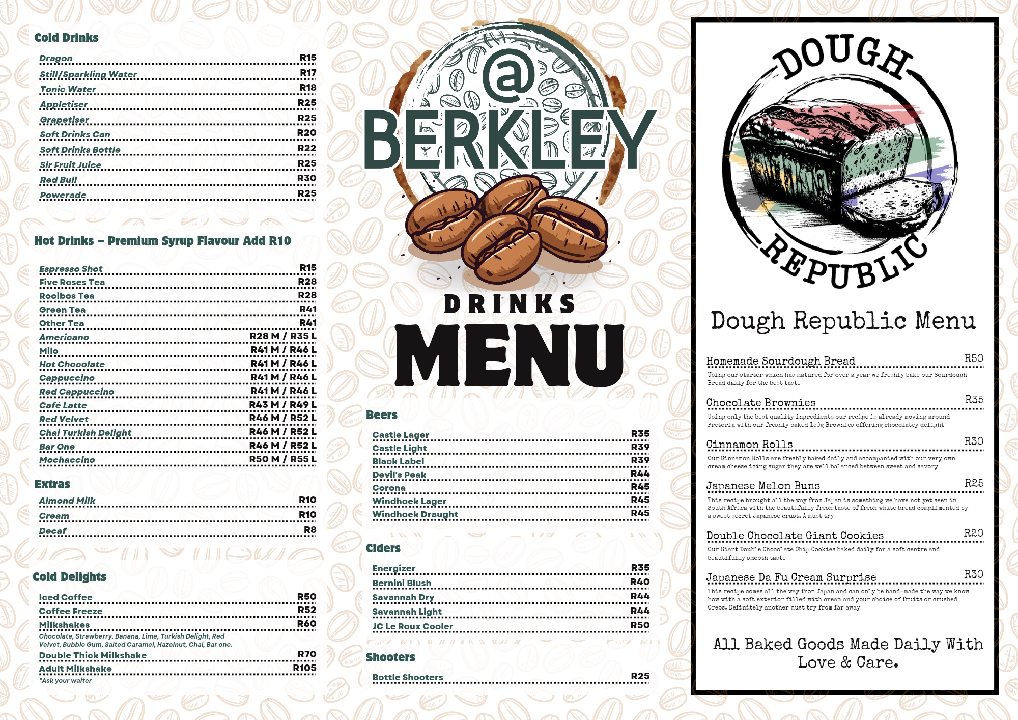 Berkley - Drinks and pastry menu