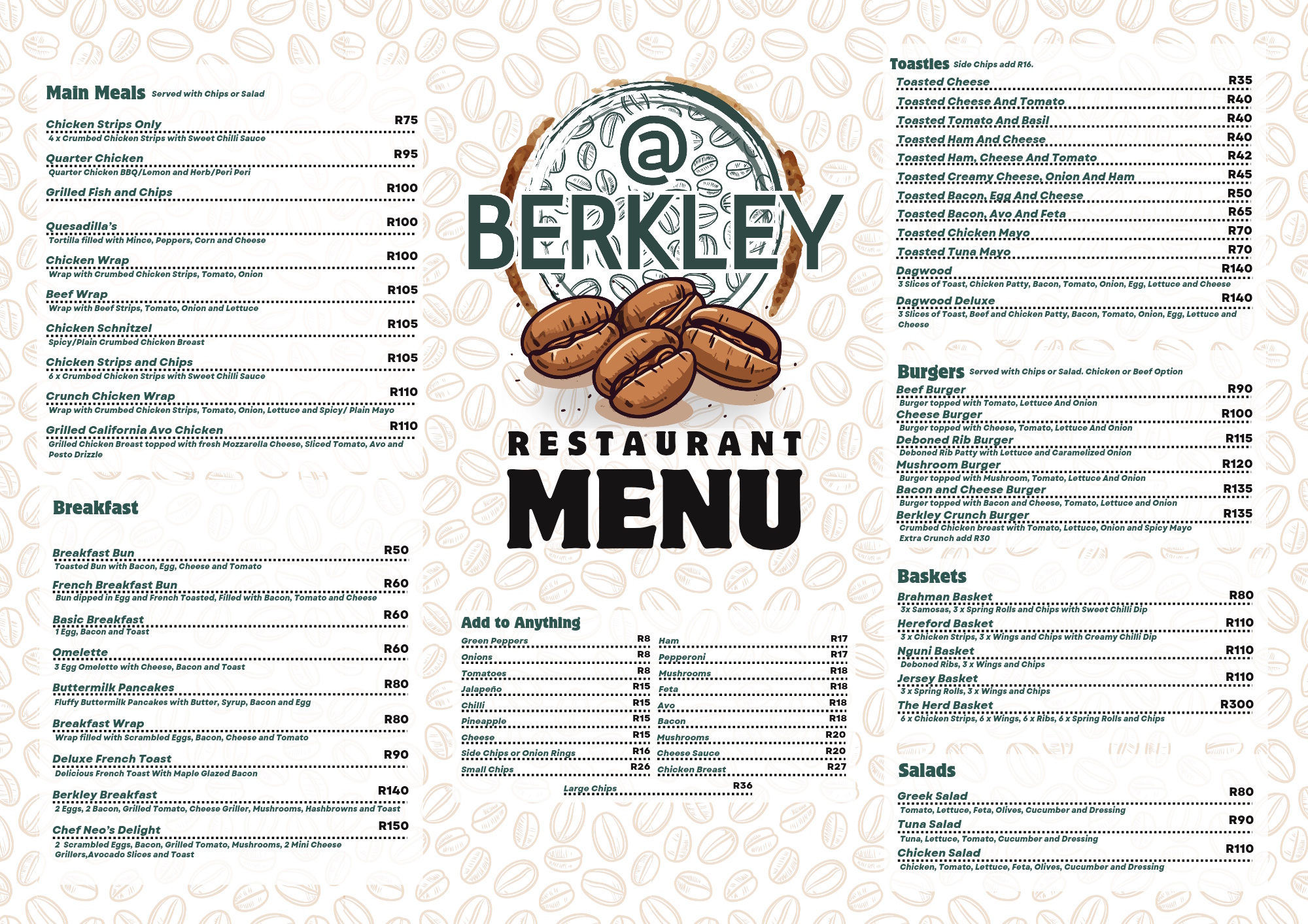 Berkley - Restaurant menu